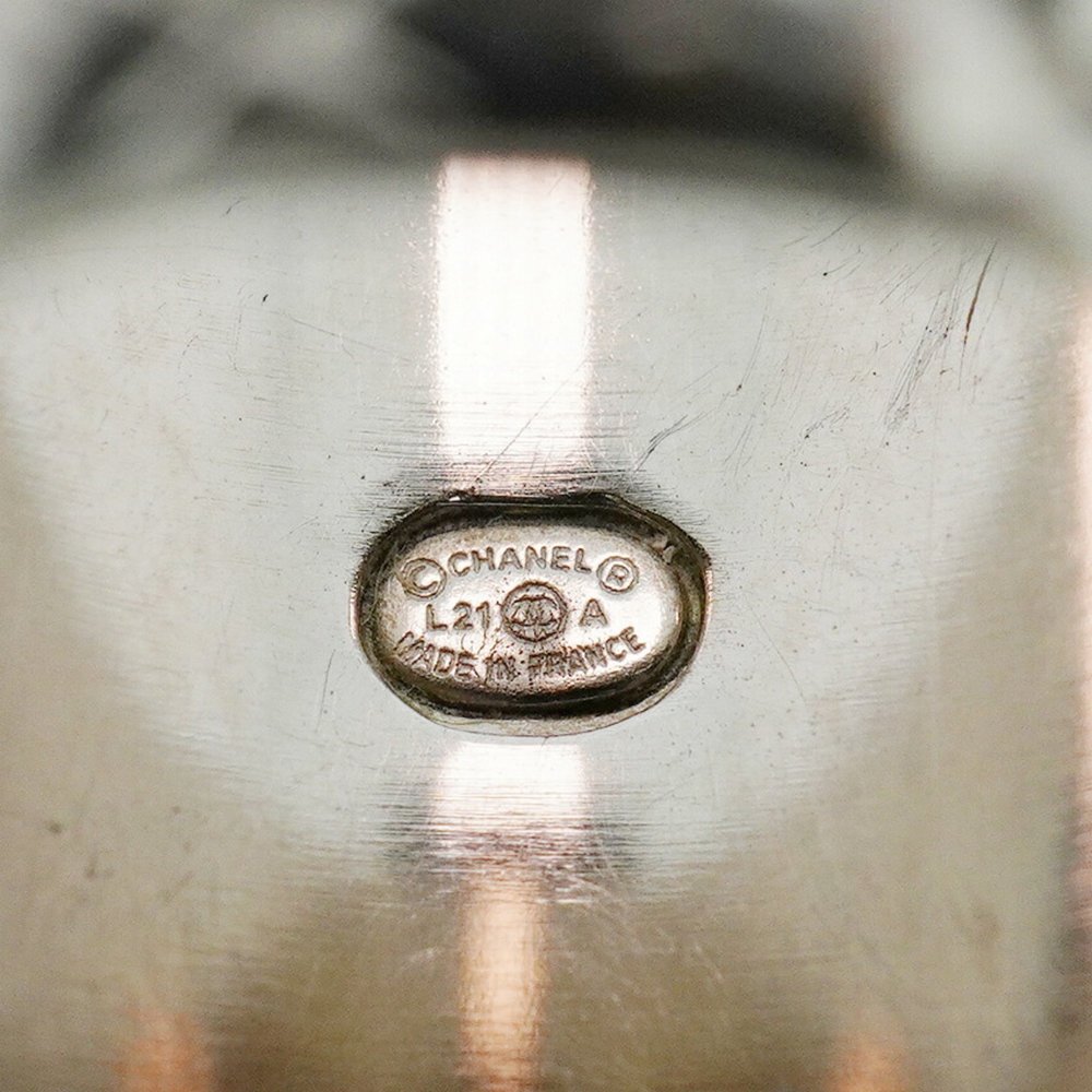 CHANEL Band Ring Coco Mark Oval GP Plated Metal Rhinestone Gold Silver Size 6 - Picture 4 of 10